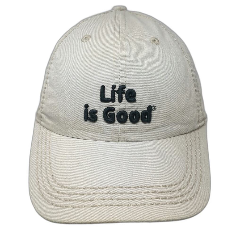 Life is Good Baseball Cap Beige One Size Adjustable Strapback Cotton Hat Quote